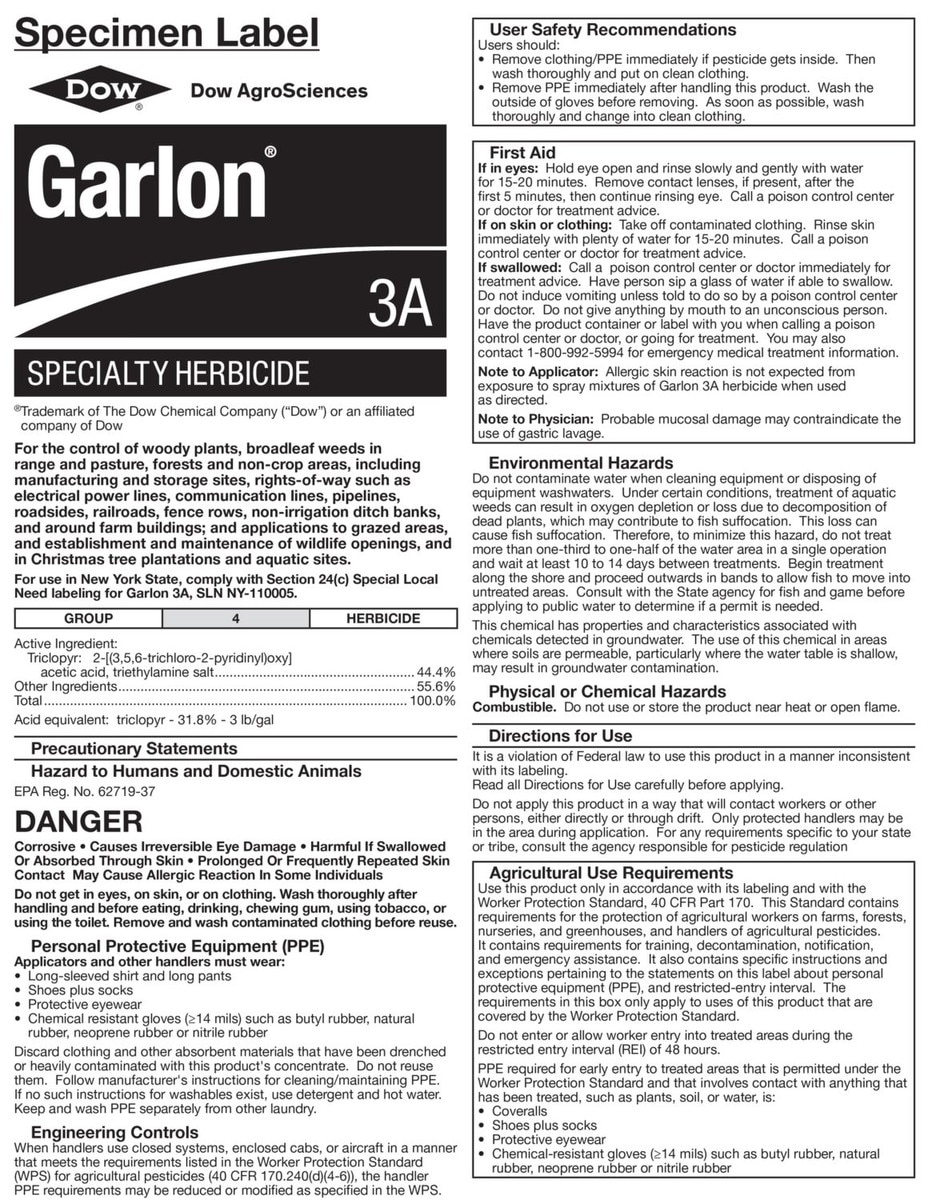 Garlon 3A Triclopyr Herbicide 2.5 Gallon